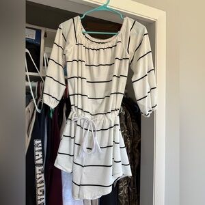 Striped White and Black Romper